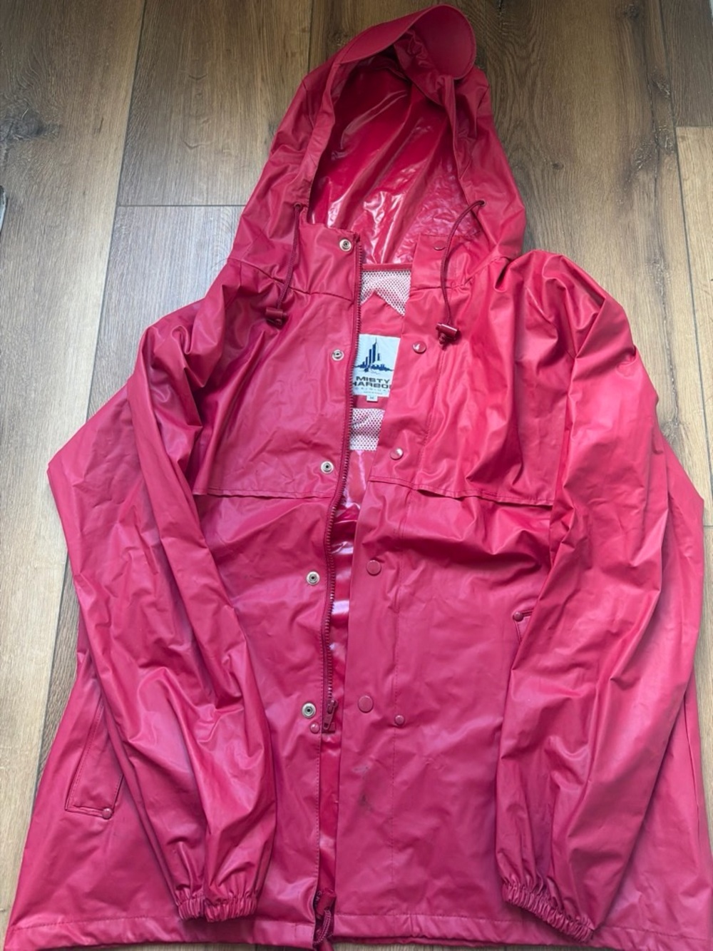 Red Hooded Raincoat Jacket by Helly Hansen
